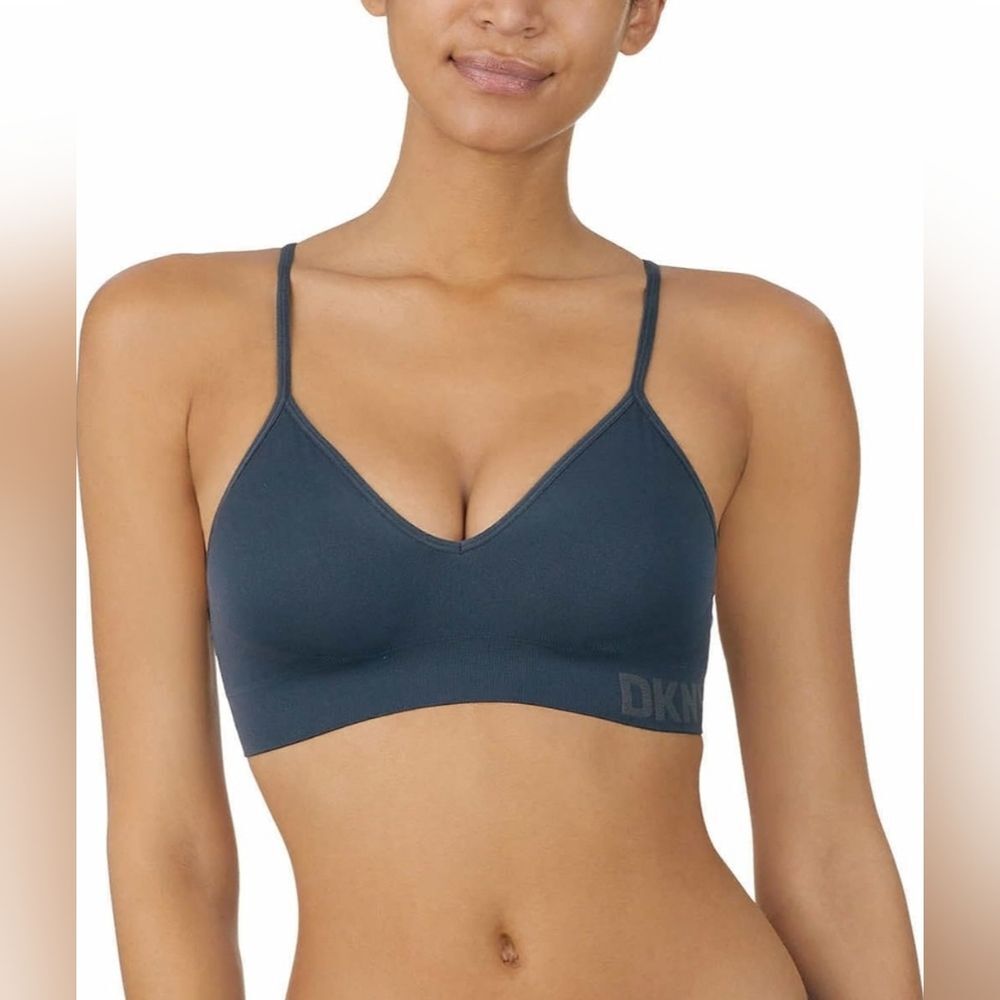 (Lot of 9) DKNY 2pk Seamless Bra Soft Stretch Back Close Adjustable Ink/Aluminum - Picture 5 of 9